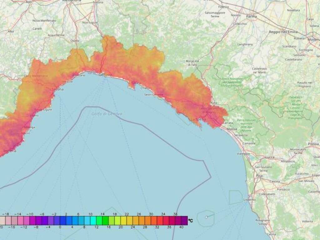 La mappa del caldo in Liguria