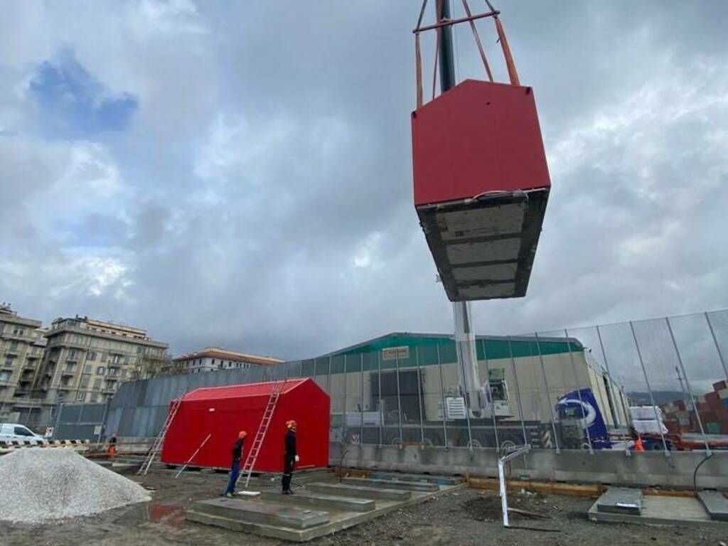 L'arrivo dei moduli prefabbricati a Porta Paita