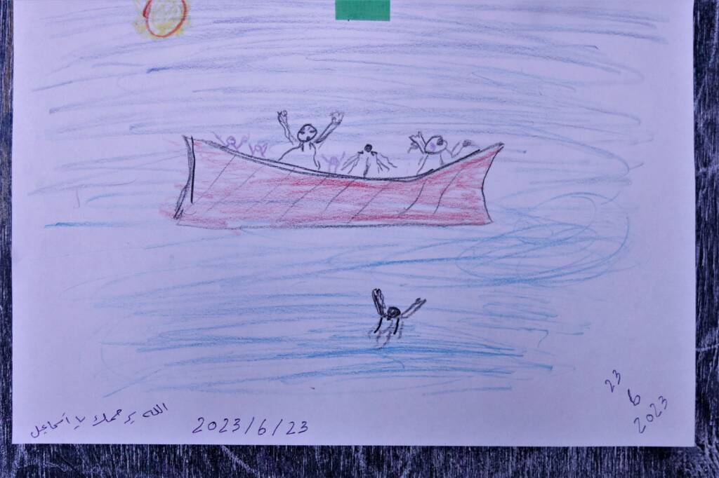 Il disegno del naufragio fatto da uno dei minori a bordo della Geo Barents