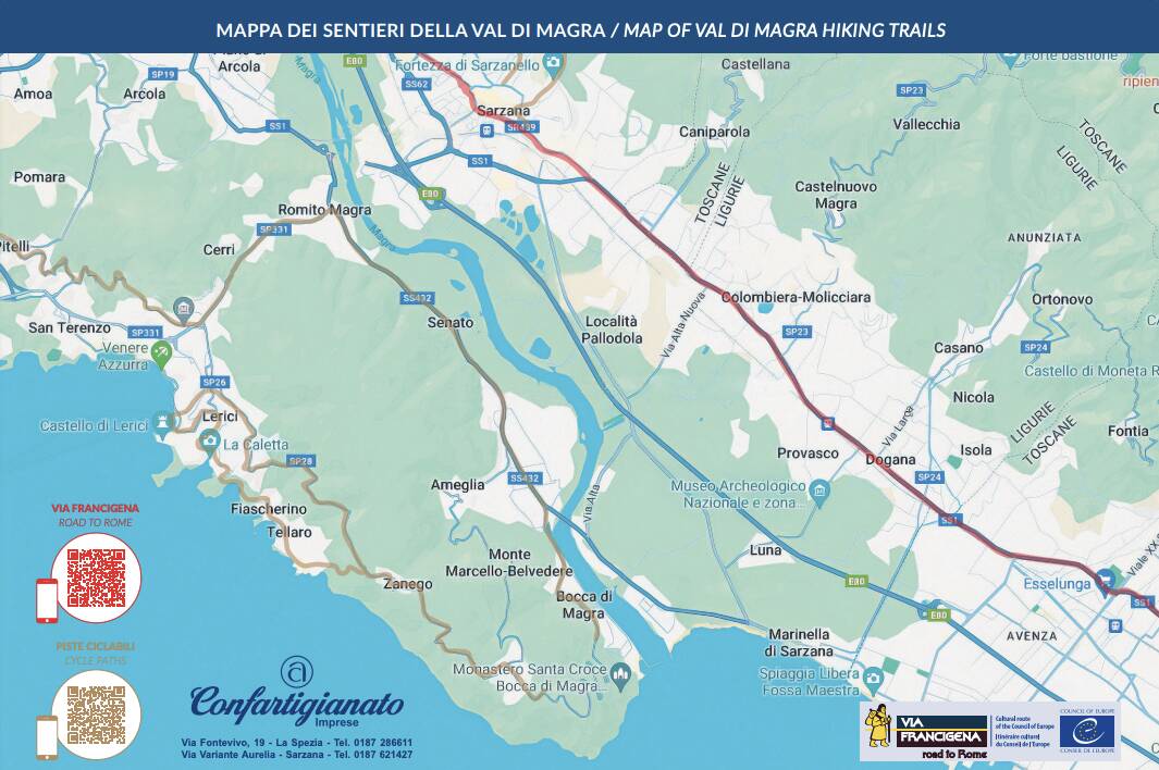 Mappa turistica della Val di Magra