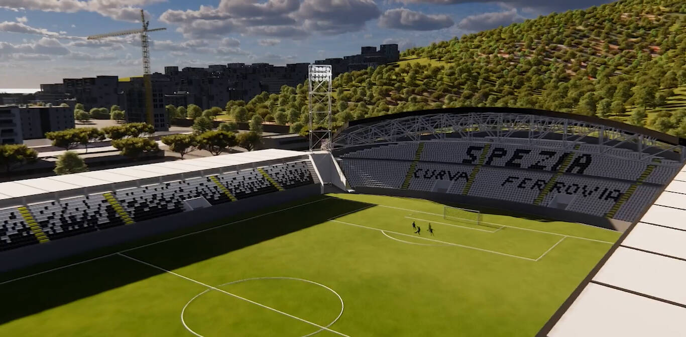 La Curva Ferrovia coperta (rendering GAU Arena)