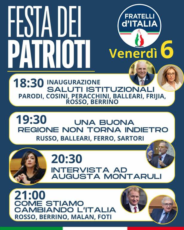 Programma Festa dei patrioti 2024